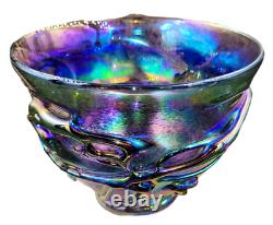 Neo Art glass hand blown iridescent purple glass bowl signed