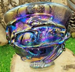 Neo Art glass hand blown iridescent purple glass bowl signed
