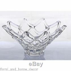 New 17 Large Hand Blown Glass Art Web Bowl Vase Sculpture Clear Decorative