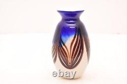 Nourot Studio Art Glass Pulled Feather Vase Vintage Signed NGS 5.5