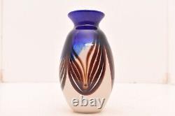 Nourot Studio Art Glass Pulled Feather Vase Vintage Signed NGS 5.5