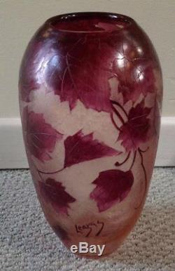 ON SALE Large 11 Legras French Cameo Art Glass Vase Stunning