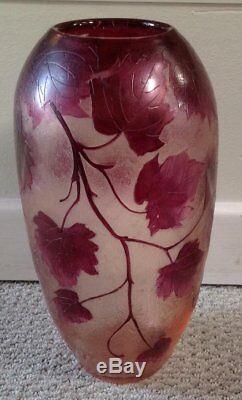 ON SALE Large 11 Legras French Cameo Art Glass Vase Stunning