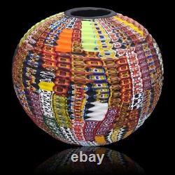 ONE-OFF ART GLASS MURANO SCHIAVON Policrome Vase BLACK TRIBE Collection