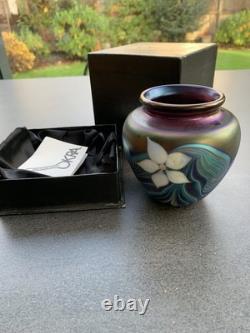 Okra 1986 limited edition iridescent White Orchid vase