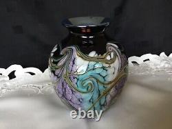 Okra Glass Vase Very Unusual Rare Piece Signed & Dated