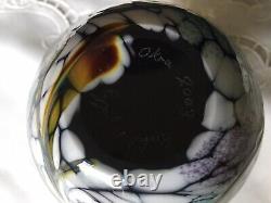 Okra Glass Vase Very Unusual Rare Piece Signed & Dated