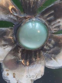 Old Art Nouveau Metal Overlaid Bottle Vase