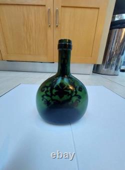 Old Art Nouveau Metal Overlaid Bottle Vase