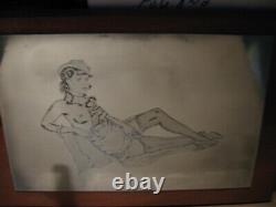 Old PRINTING PLATE Erotica Etching on Wood Mounted-Old Printing Plate Erotica