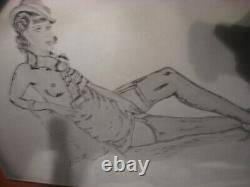 Old PRINTING PLATE Erotica Etching on Wood Mounted-Old Printing Plate Erotica