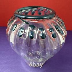 One Of A Kind ART glass vase signed Date hand made Asymmetric Blue Green Accents