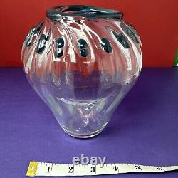 One Of A Kind ART glass vase signed Date hand made Asymmetric Blue Green Accents