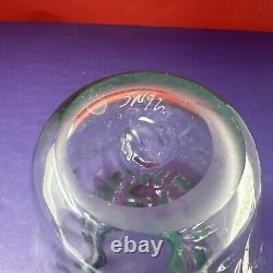 One Of A Kind ART glass vase signed Date hand made Asymmetric Blue Green Accents