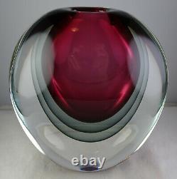 Onesto Oggetti Murano Modern Art Glass Triple Sommerso Vase Eames Era Signed