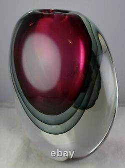 Onesto Oggetti Murano Modern Art Glass Triple Sommerso Vase Eames Era Signed