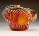 Orange Cane Glass Purse Vase, Vintage Hand Blown, Art, Ornament, Decoration