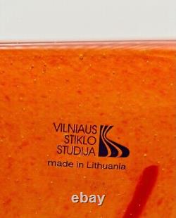 Orange Modernist Art Glass Vase by Vilniaus Stiklo Studija Abstract Unique 8