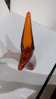 Orange Sculptural Sommerso Murano Glass Art Drop Vase by Flavio Poli for Seguso