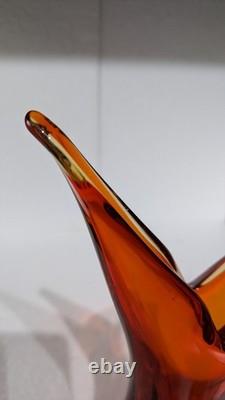 Orange Sculptural Sommerso Murano Glass Art Drop Vase by Flavio Poli for Seguso