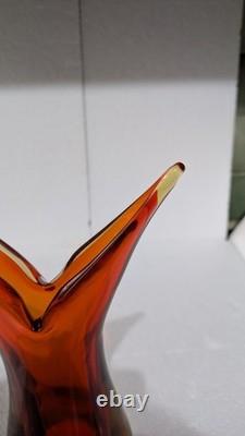 Orange Sculptural Sommerso Murano Glass Art Drop Vase by Flavio Poli for Seguso