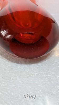 Orange Sculptural Sommerso Murano Glass Art Drop Vase by Flavio Poli for Seguso