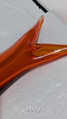 Orange Sculptural Sommerso Murano Glass Art Drop Vase by Flavio Poli for Seguso