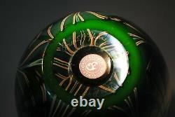 Orient & Flume Green Gold & Blue Pulled Loop Art Glass 9.25 inch Vase 1978