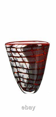 Original Murano Top Quality Art Glass Pezzato Silver Leaf Studio Vase
