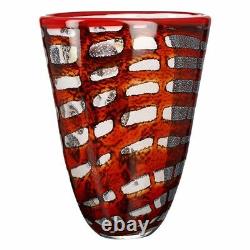 Original Murano Top Quality Art Glass Pezzato Silver Leaf Studio Vase