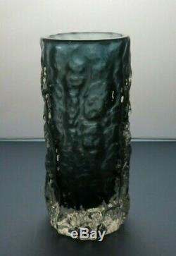 Original Whitefriars Gray Art Glass Textured Bark Vase