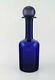 Otto Brauer For Holmegaard. Large Vase / Bottle In Blue Art Glass. 1960's