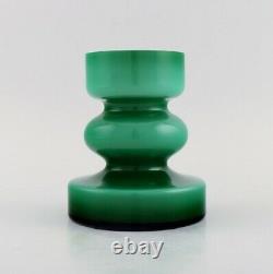 P. O. Power for Alsterfors. Vase in green mouth blown art glass. Swedish design