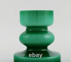P. O. Power for Alsterfors. Vase in green mouth blown art glass. Swedish design