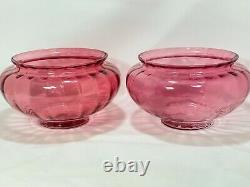 PAIR of 10 Pilgrim Art Glass LARGE Cranberry Optic REMBRANDT Bowl Vase