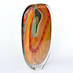 PETER LAYTON stunning art glass vase series GREEN PARADISO 40 cm / 16 inch