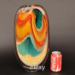PETER LAYTON stunning art glass vase series GREEN PARADISO 40 cm / 16 inch