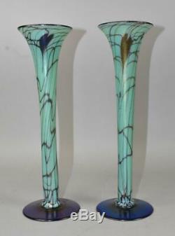 Pair Fenton Off Hand Art Glass Vases 12 Tall