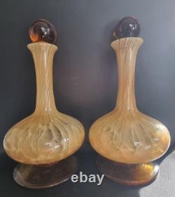 Pair Of Italian White Cristal Decanters