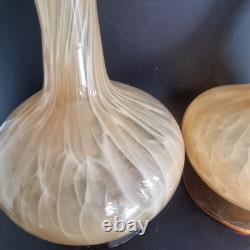 Pair Of Italian White Cristal Decanters