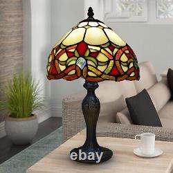 Pair of 2 Tiffany Style 10 Inch Multicolor Table Lamps Hand Art Stained Glass UK