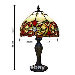 Pair of 2 Tiffany Style 10 Inch Multicolor Table Lamps Hand Art Stained Glass UK