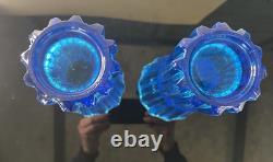 Pair of Art Deco Sklo Union Turquoise Vases by Rudolf Schrotter Rudolfova Hut