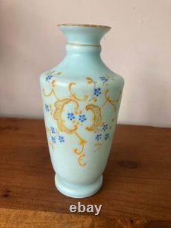 Pair of Victorian Bohemian opaline turquoise Vases