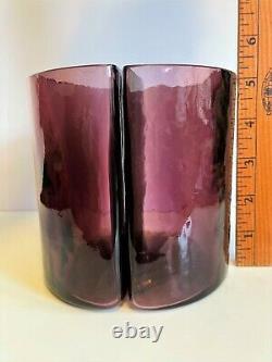 Pair of W Anderson Amethyst Blenko Bookend Vases. Bookends. Art Glass