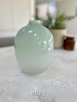 Pale Green Ombre Handblown Glass Vase 20cm Tall Unique Studio Art Glass