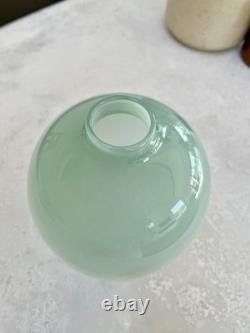 Pale Green Ombre Handblown Glass Vase 20cm Tall Unique Studio Art Glass