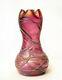 Pallme-koenig Austria Art Nouveau Art Glass Cranberry Iridescent Threaded Vase