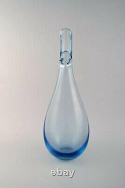 Per Lütken for Holmegaard. Art glass vase in light blue shades. 1950's