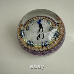 Perthshire Paperweight 1989 PP81 Golfer With Millefiori Flowers On Lace Ground